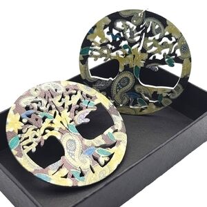 Wooden Tree Of Life Dangle Fashion Hook Earrings